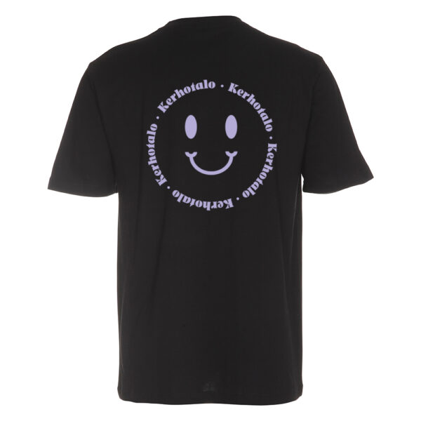 Kerhotalo Smiley T-paita (black), selkä, lila
